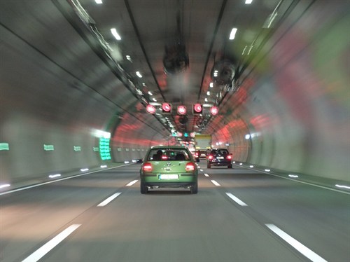 Green Car In Tunnel