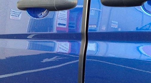 a blue car door with door protectors