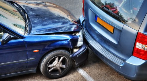 a car which has hit a parked car