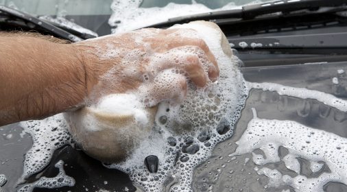 someone washing a car