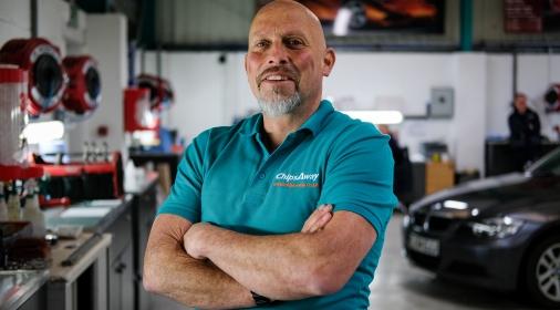 Richard Dexter Chipsaway franchisee standing in car care centre