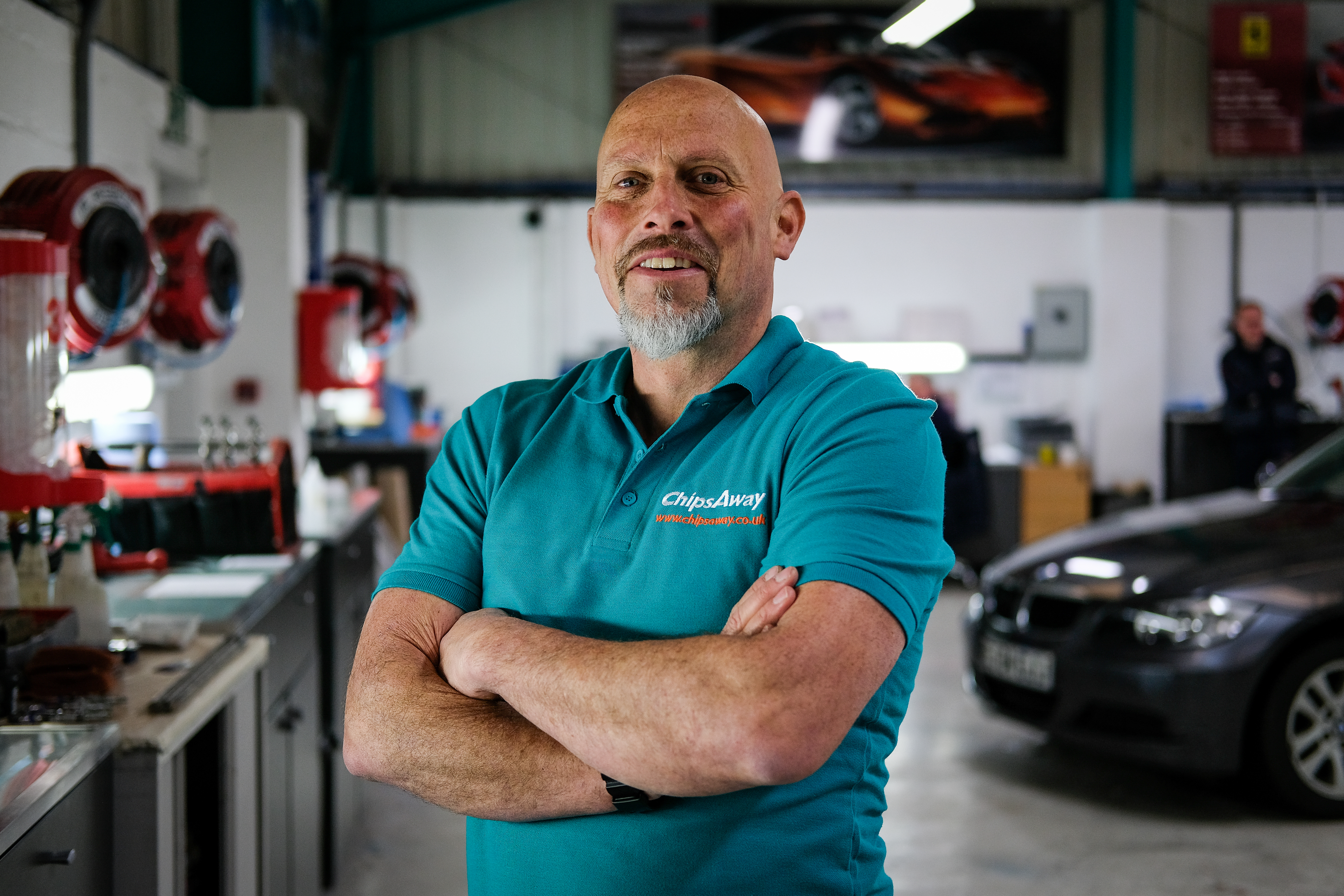 Richard Dexter Chipsaway franchisee standing in car care centre